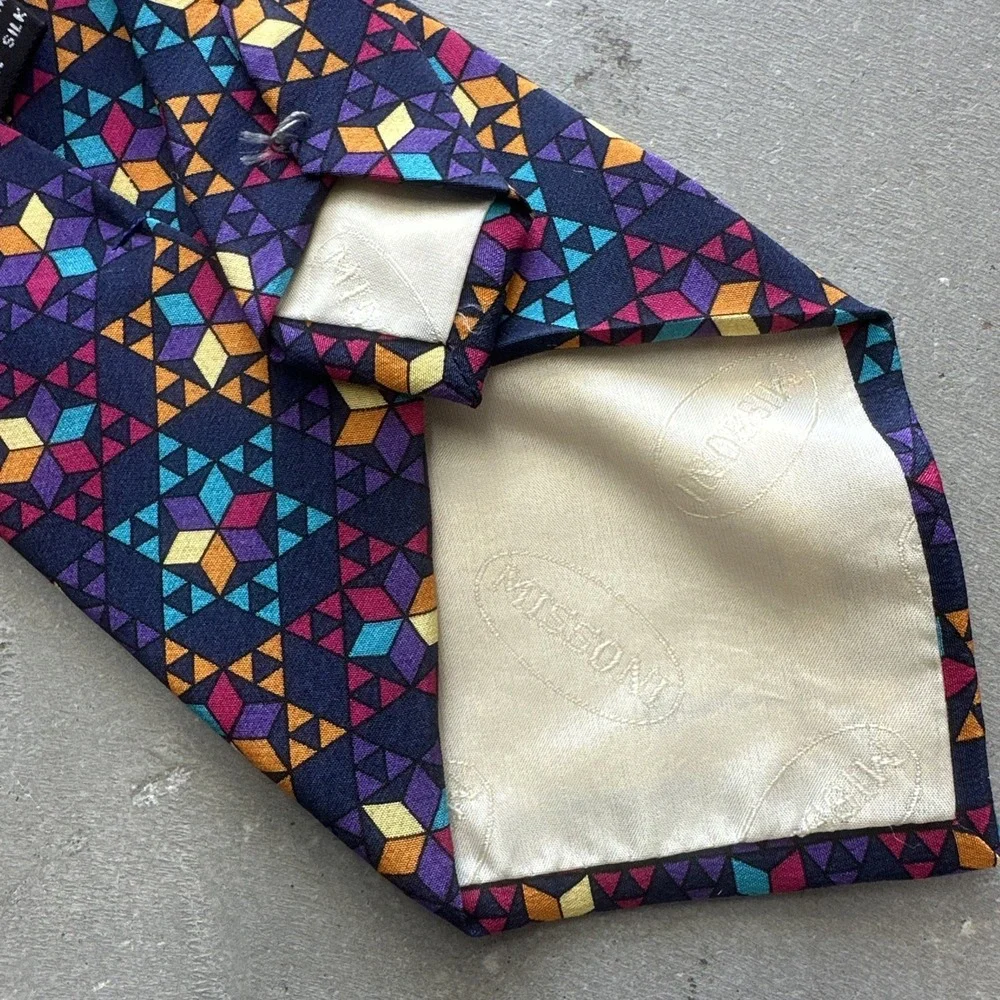 Gorgeous MISSONI Silk Necktie - Colorful Geometric Pattern‎ Cravatte Silk